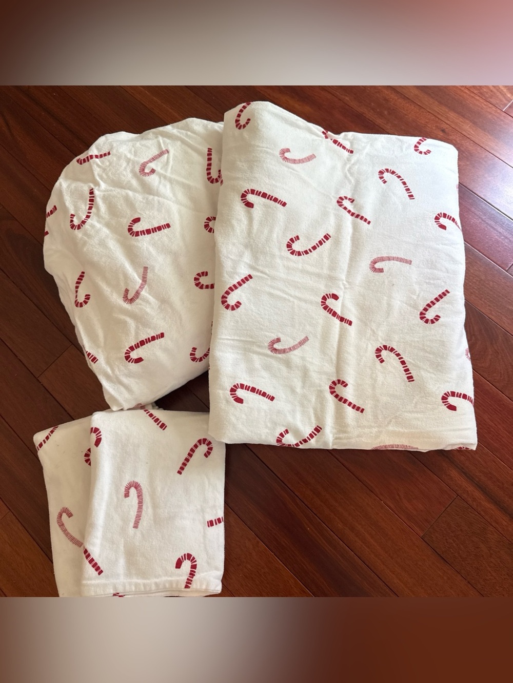 Garnet Hill Sheets SZ Full Flat , Fitted & 2 Standard Pillowcases Candy Canes